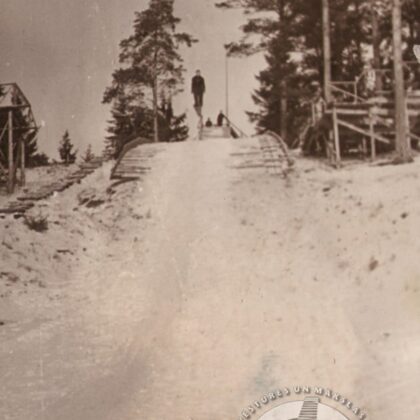 Ogres Zilo kalnu tramplīns. 20. gs. 30. gadu beigas. Konstantīna Mundes foto
